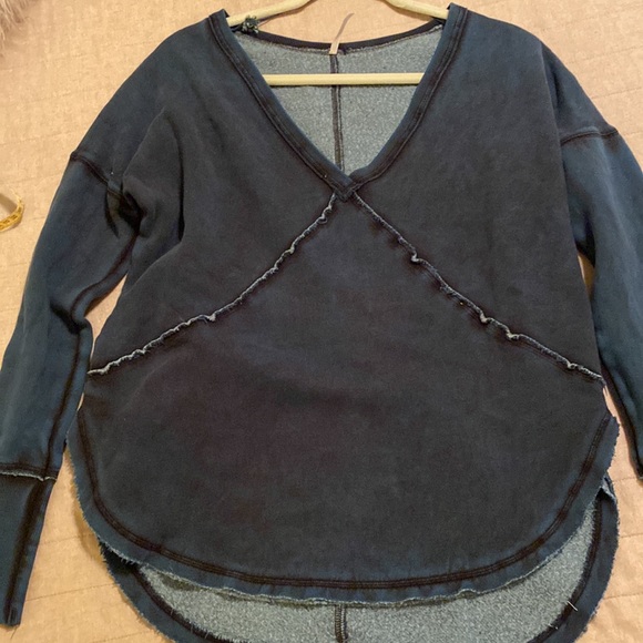 NWOT Free People Denim Colored Sweatshirt - Picture 3 of 6